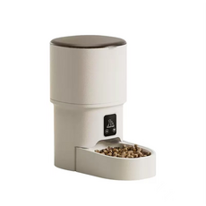 寵物自動餵食器 定時定量餵食 寵物餵食器 狗 貓 餵食器 自動餵食器, 白色, 1個, 4L