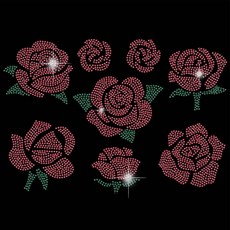 1개 유리 핫픽스 라인스톤 다리미 부착형 아플리케 의상 액세서리 (옷 가방 바지용) June Rose 297x210mm, 혼합색