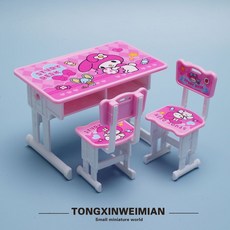 兒童迷你教室學習桌椅組 可愛卡通聯名設計 桌面擺件玩具, 小美學習桌