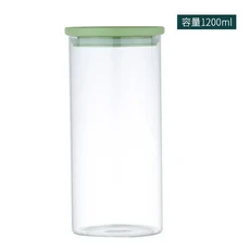 주방 보관 용기 투명 플라스틱 밀폐 뚜껑 차 콩 곡물 시리얼 유리 재질 홈 데코, 02 [9.5X20] 1200ml 에메랄드 그린 캡
