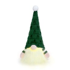 臺灣出貨聖誕節裝飾品針織長腿森林人公仔LED燈無臉老人聖誕樹掛件, 綠, 1個