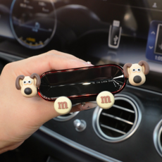 可愛狗造型 汽車出風口導航固定架, 掌門狗紅色鏡面支架