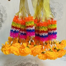 皇家佛具 泰國花圈 泰式花環 七彩花 彩色花 七色花環 許願花 四面佛 愛神狐仙 皇家泰國宗教用品, 彩虹款-黃色