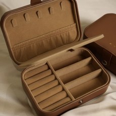 Ohmarket 絲絨飾品收納盒, 1個, 復古棕【大容量首飾盒】