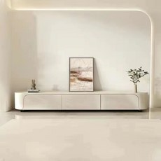 奶油風電視櫃茶幾家用小戶型旋轉落地式客廳茶幾電視櫃組閤ins風茶幾邊幾邊桌邊櫃茶桌, 1個, /【弧邊形】//電視櫃/