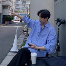 ANYOU 남성용 여름셔츠 링클프리 베이직 스트라이프셔츠 셔츠 남자여름옷