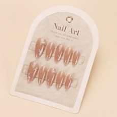 小紅書爆款穿戴甲高級感貓眼水鑽美甲甲片長輕奢純欲穿戴式指甲片, 1個, BY1900:手工甲S碼#10片/袋