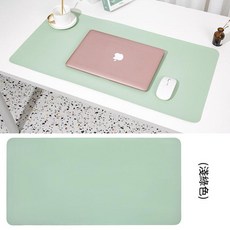 純色PU皮革桌墊 防水耐磨辦公墊, 60cm*30cm 淺綠色[送綁帶], 1個