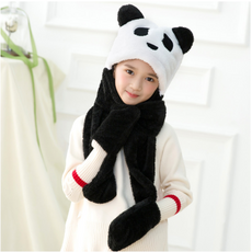 팬더 방한 목도리 모자 일체형 판다 유아 여아 남아 초등 학생 세트 곰돌이 돌아기 아이