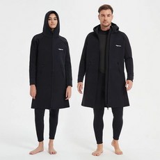 프리다이빙 방풍 자켓 서핑 스킨스쿠버 망토 재킷 웨이크보드, L/XL, 블랙