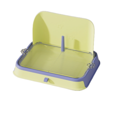 台灣現貨防濺抽屜式貓砂盆 狗砂盆 不鏽鋼防踩屎砂盆 寵物便盆, 藍綠拼色, 1個