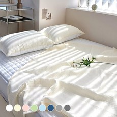 시원보송 오션 시어서커 여름 배이불 블랭킷 낮잠이불 2p, 크림 아이보리