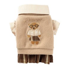 學院風小熊寵物服飾, 棕色女款(背心+襯衫裙), 1個