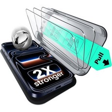 ESR 아이폰 17 프로 맥스용 액정 보호필름 3개 팩 군용 등급 파손 방지 9H 경도 풀 커버리지 강화유리 (울트라핏 트레이 포함), iPhone 17 Pro Max