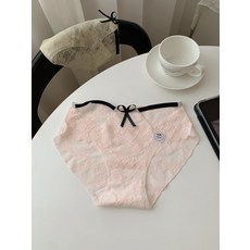 pinkleng 蕾絲內褲 透氣網紗無痕三角褲, L【100-130斤】