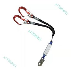 高空作業安全繩耐磨工地施工保險帶防墜落, 航空鋁紅色雙大鉤+板鉤緩衝款收納袋, 1個