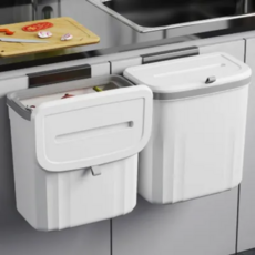 네오셀링 주방 걸이형 쓰레기통 냄새차단, 화이트-8L, 1개