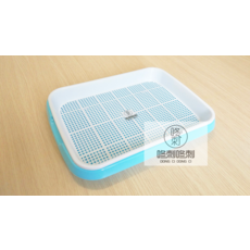 咚刺咚刺 雙層便盆 適用松木砂 刺蝟天竺鼠兔兔適用, 藍色, 1個