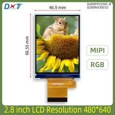 2.8 인치 LCD 디스플레이 480*640 해상도 ST7701S MIPI 인터페이스 RGB D280FPC930C-B TFT 컬러 스크린, 1개