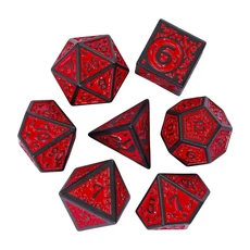 새로운 패턴 DnD 게임 주사위 7Pcs 다색 D4-D20 Dungeons and 롤 플레잉 보드 다면체 세트, 01 빠른, 06 Black Red