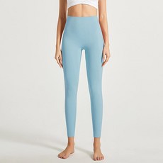 요가 팬츠 하이웨스트 힙업 운동용 속건 필라테스 요가복, 프렌치스카이블루, M