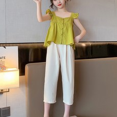 賣場優選童裝 女童短袖套裝 女童夏裝飛袖套裝2025新款兒童吊帶時髦洋氣兩件套寶寶夏款薄衣服