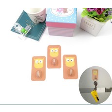 행거정리용품 다용도거치대 스마일후크 사선훅 거실걸이 다용도후크걸이 선반용훅 접착식욕실걸이 주방가구장착 북극곰접착식후크 흰색훅 고리 걸이 후크 그림 부착타입 소품 1P 부엉이 훅, 1개