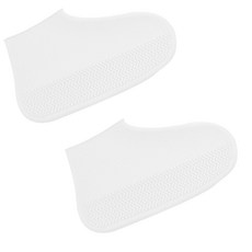 레인부츠 실리콘 방수 신발커버, 2세트, 화이트 M