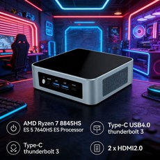 저렴한 사무실용가정용 미니 PC AMD Ryzen 7 8845HS ES 5 7640HS 타입-C 썬더볼트3 2xHDMI 20 컴퓨터 NUC, 04 8GB DDR5 512GB NVMe, 01 China Mainland, 03 Ryzen 5 7640HS ES