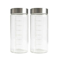 내열유리 눈금 보관용기 유리병, 2개, 400ml