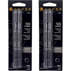 볼펜심 전용 유니볼 표준 2개 묶음 크로스 만년필 카트리지 잉크 리필 검은색 카드당 6개 8921, 볼펜심 전용 유니볼 표준 2개 묶음 크로스 만년필 카트