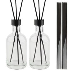 공병상회 디퓨저 DIY 소분용기 OS위스키200 투명 유리병 2P + 리드스틱 10P 세트, 2개, 200ml, 블랙캡