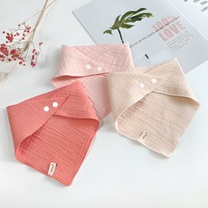 Woojooi 兒童棉紗印花三角圍兜3件組