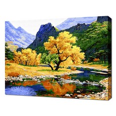 Ecosol 自助油畫 26色風景畫 DIY名畫繪製 40 x 50 cm, 豐饒的黃金樹, 1個