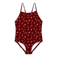 WeVSwe 여아용 수영복 원피스 귀여운 유아 민소매 비키니 아동용 만 2~10세 크림슨 버터플라이 2세 170837