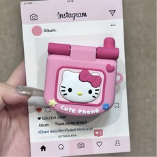 TYREUS [국내 상품]핑크 폴더형 거울 키티 에어팟 케이스 호환, AirPods Pro 3, 1개