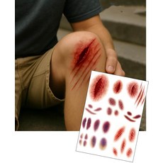 Realistic SFX Wound & Bruise Temporary Tattoo Set – 2x A5 Sheets for Film TV Theatre Cuts Scratc, Realistic SFX Wound & Bruise T