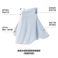女士防曬面罩 冰絲全臉護頸遮陽面紗 UPF50+ 透氣網孔, 藍【UPF50+ 親膚透氣】 均碼, 1個