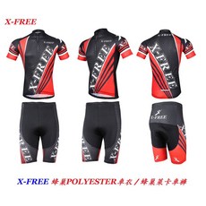 【X-FREE 蜂巢】(車衣 萊卡車褲)排汗行服 矽膠坐墊自行車騎行褲 腳踏車短袖車衣短車褲【F30-05 06】