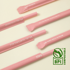 생분해 옥수수 빨대 개별포장 21cm PLA 비비드핑크, 1세트, 100개입