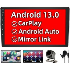 무선 카플레이 안드로이드 오토 터치스크린 라디오 헤드 유닛 멀티미디어 플레이어 블루투스 GPS 내비게이션이 탑재된 바이니즈 더블 딘 카 스테레오 시스템 10.1인치 라디오AMF