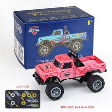 미니 리모컨 트레일러 레이싱카 스케일모델 RC카 드리프트 픽업트럭 4x4 제품 장난감 모터 충전식 오프로드, 15.합금 피치 핑크 고급+5V충전