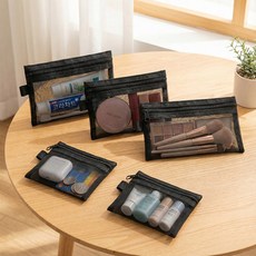 아띠꼴로 5개1세트 휴대용 메쉬 망사 여행용 화장품 수납 파우치