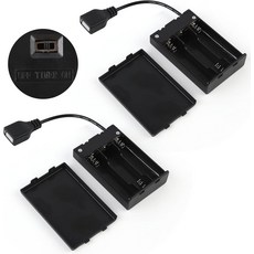 2 PCS 5V LED 및 네온사인용 타이머가 장착된 휴대용 USB 배터리 팩 - 작동 전원 공급 플러그인 조명을 사용으로 변환 실내외 디스플레이용, Black(2 PCS)