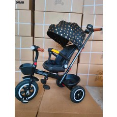 DFMEI 新款多功能四合一1-6歲寶寶兒童三輪手推車可旋轉可躺小孩童車, 1個, 黑色+防爆輪:參考詳情
