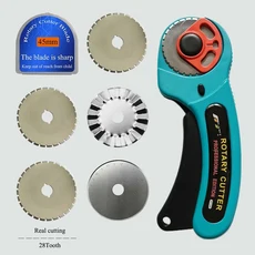 45mm 천공 로터리 커터 DIY 종이 핸드북 쉬운 찢어짐 물결 모양 레이스 엣지 도구 (예비 스킵 포함), 01 China Mainland, 02 FT145-28T3P28T11