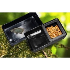 三合一躲避食盆水盆 寵物盒 爬蟲躲避洞 蜥蜴 守宮 角蛙 餵食盆, 1個, 雙格防逃逸食盆水盆/黑