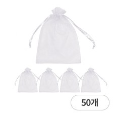 디어플레이스 다용도 오간자 망사주머니 선물 포장, 50개, 화이트 L