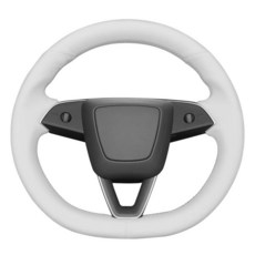 151043 MEWANT 테슬라 모델 3 하이랜드 2023 2024 2025용 핸드 스티치 화이트 가죽 핸들 커버, 스타일 03: 화이트 가죽+화이트 실