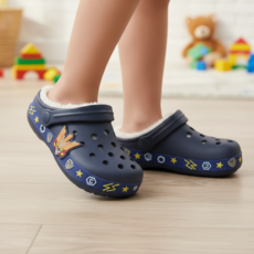 [2025 신상] 헬로카봇 콜트 아동 방한 샌들 기모 겨울 슬리퍼 털 신발 어린이 유아 키즈 남아 네이비